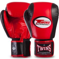 Перчатки боксерские кожаные на липучке TWINS BGVL7 (р-р 12-16oz, красный-черный)