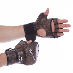 Перчатки для смешанных единоборств кожаные HAYABUSA KANPEKI VL-5780 (р-р M-XL, коричневый)