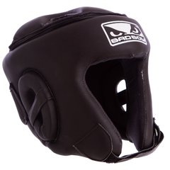 Шлем боксерский открытый с усиленной защитой макушки кожаный BDB VL-6626 (черный, р-р M-XL)