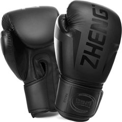 Перчатки боксерские PU на липучке черные ZO-5698 (р-р 10-16oz)