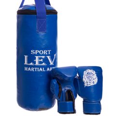 Боксерский набор детский (перчатки+мешок) LEV LV-4686 (PVC, мешок h-40см, d-15см, цвета в ассортименте)
