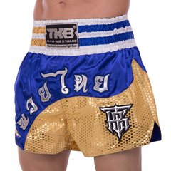 Шорты для тайского бокса и кикбоксинга TOP KING TKTBS-207 (сатин, нейлон, р-р XS-XXL, синий-золотой)