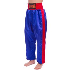 Штаны для кикбоксинга детские MATSA KICKBOXING MA-6733 (полиэстер, 6-14лет, рост 122-152см, синий-красный)