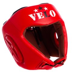 Шлем боксерский профессиональный кожаный AIBA VELO 3080 (р-р S-XL, цвет красный)