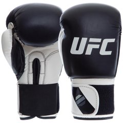 Перчатки боксерские PU на липучке UFC PRO Compact UHK-75004 (PU, р-р Reg(S-M), белый-черный)