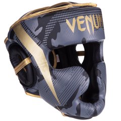 Шлем боксерский с полной защитой PU VNM BO-2529 (р-р S-XL, черный-золотой)