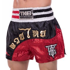Шорты для тайского бокса и кикбоксинга TOP KING TKTBS-208 (сатин, нейлон, р-р XS-XXL, черный-красный)