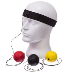 Тренажер для бокса с тремя мячами fight ball SP-Sport BO-1659 (пневмотренажер, мяч черный, красный, желтый)
