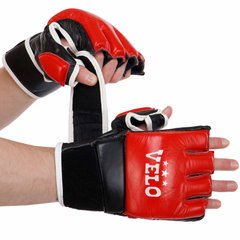 Перчатки для смешанных единоборств MMA кожаные VELO ULI-4033 (р-р S-XL, цвета в ассортименте)