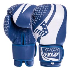 Перчатки боксерские кожаные на липучке VELO VL-2224 (р-р 10-14oz, цвета в ассортименте)