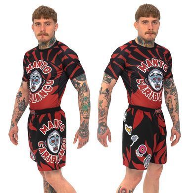 Комплект для тренировок Manto Cariblanco Black/Red 2 в 1 &ndash; рашгард и шорты, XS