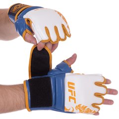 Перчатки для смешанных единоборств MMA кожаные UFC TrueThai UTT-75399 (р-р S-M, синий-белый)