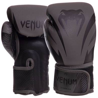 Рукавички боксерські шкіряні на липучці VENUM IMPACT VN03284-114 (р-р 10-14oz, чорний)