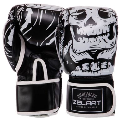 Рукавички боксерські FLEX на липучці Zelart SKULL BO-5493 (р-р 8-12oz, кольори в асортименті)