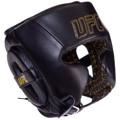 Шлем боксерский в мексиканском стиле кожаный UFC PRO Prem Lace Up UHK-75057 (р-р 2XL, черный)