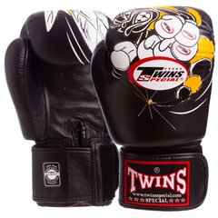 Перчатки боксерские кожаные на липучке TWINS FBGVL3-15 (р-р 10-18oz, черный) FBGV-15-BK