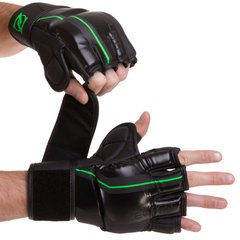 Перчатки для смешанных единоборств MMA PU ZELART VL-3089 (размер S-XL, черный-салатовый)