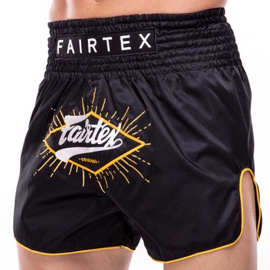 Шорти для тайського боксу та кікбоксингу FAIRTEX BS1903 BLACK/YELLOW (сатин, нейлон, р-р M-XL, чорний-жовтий)