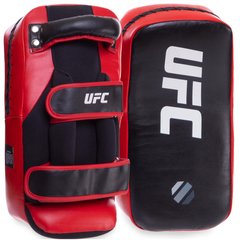 Макивара тай-пэд (2шт) кожаная UFC PRO Thai UCP-75347 (крепление на липучке, р-р 38x19x10см, черный-красный)