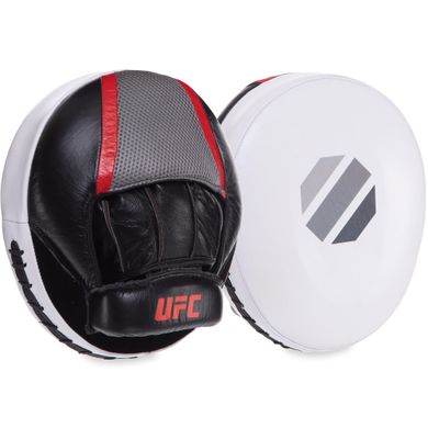 Лапа Пряма кругла шкіряна (2шт) UFC PRO Air UCP-75343 (р-р 25,5х21,5х6см, чорний-білий)