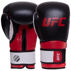 Перчатки боксерские кожаные на липучке UFC PRO Training UHK-69989 (р-р 12oz, красный-черный)