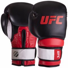 Перчатки боксерские кожаные на липучке UFC PRO Training UHK-69992 (р-р 18oz, красный-черный)