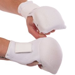 Перчатки (накладки) для карате SP-Sport MFT-1041B (PL, хлопок, эластан, р-р M-L, белый, манжет на резинке)