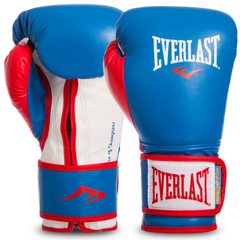 Перчатки боксерские PU на липучке EVERLAST EVP00000728 POWERLOCK (р-р 16oz, синий-красный-белый)