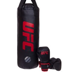 Боксерский набор детский (перчатки+мешок) UFC UHY-75154 Boxing (PVC мешок h-60см, d-23см, PU перчатки 6oz, черный)