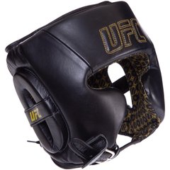 Шлем боксерский в мексиканском стиле кожаный UFC PRO Prem Lace Up UHK-75056 (р-р L-XL, черный)