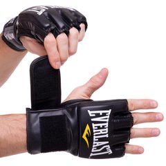 Перчатки для смешанных единоборств MMA кожаные EVERLAST PRO STYLE EV7778 (р-р S-XL, черный)