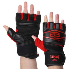 Перчатки для смешанных единоборств MMA PU TAPOUT SB168520 (PU, PL, р-р S-XL, черный-красный)
